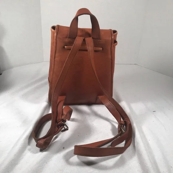 Vintage Soft Leather Brown Mini Adjustable Y2K Backpack Purse display picture 3